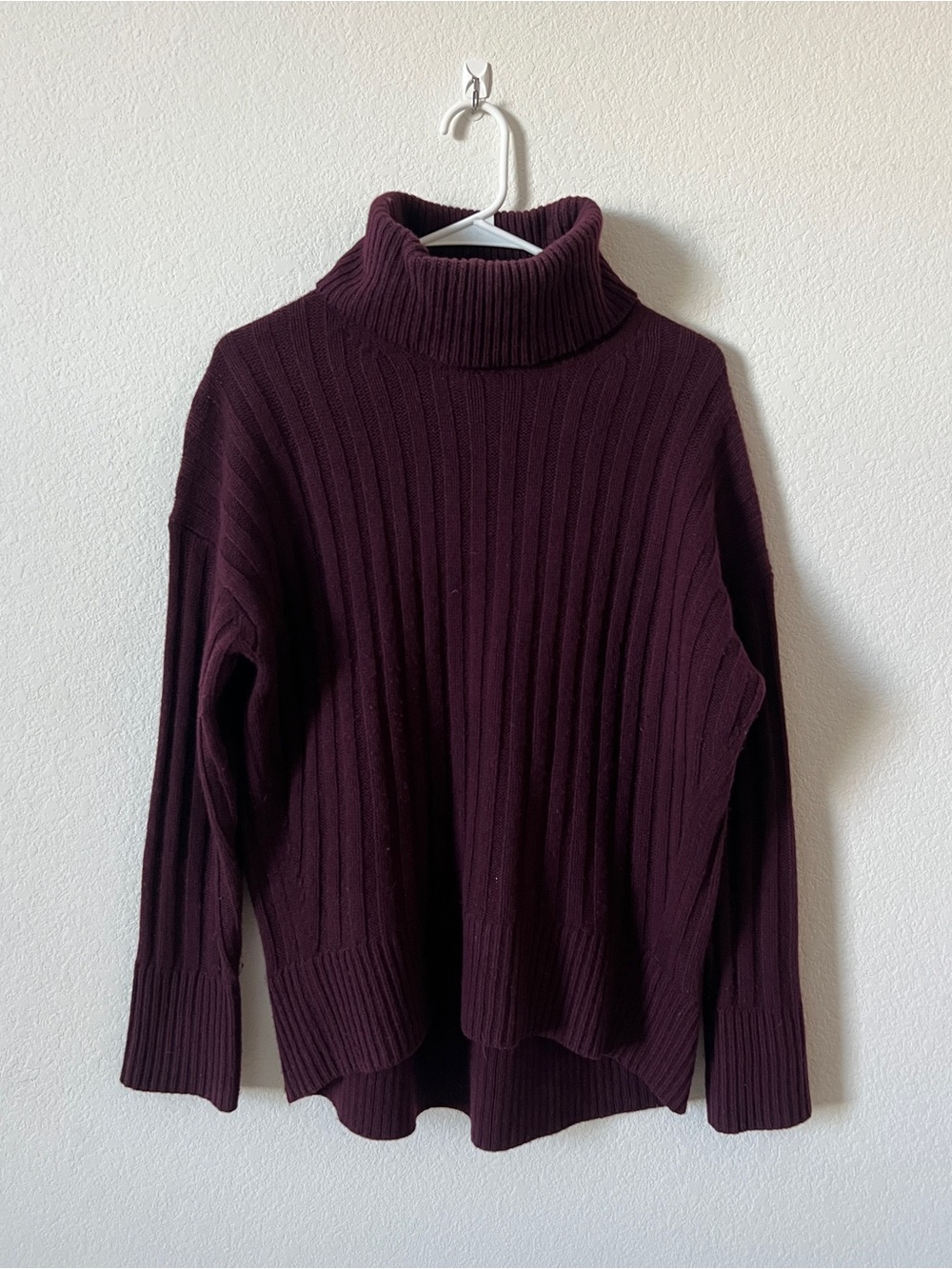 Polo Ralph Lauren Turtleneck Ribbed Sweater Plum Merino Wool Sz S
